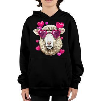 Valentines Day Sheep Funny Sheep Lovers Girls Kids Youth Hoodie - Thegiftio UK