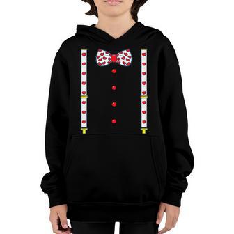 Valentines Day Suspenders And Hearts Bow Tie Boys Kids Funny Youth Hoodie - Thegiftio UK