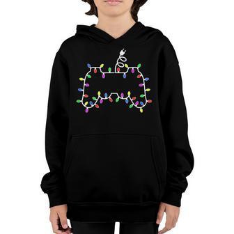 Video Game Controller Christmas Lights Funny Gamer Gaming Youth Hoodie - Thegiftio UK