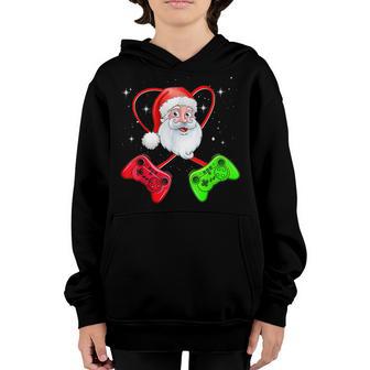 Video Game Controller Christmas Santa Claus Gamer Boys Mens V2 Youth Hoodie - Thegiftio UK
