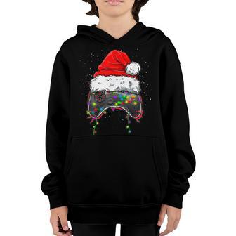 Video Game Controller Christmas Santa Hat Funny Gamer Xmas V2 Youth Hoodie - Thegiftio UK
