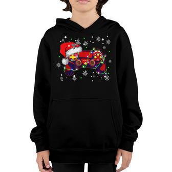 Video Game Controller Christmas Santa Hat Funny Gamer Xmas Youth Hoodie - Thegiftio UK