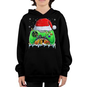Video Game Controller Christmas Santa Hat Gamer Boys Kids Youth Hoodie - Thegiftio UK