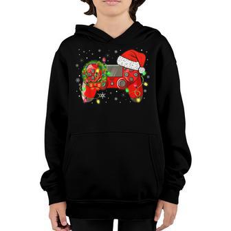 Video Game Controller Christmas Santa Hat Gamer Boys V10 Youth Hoodie - Thegiftio UK