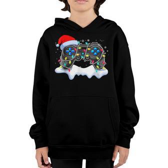 Video Game Controller Christmas Santa Hat Gamer Boys V11 Youth Hoodie - Thegiftio UK