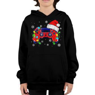 Video Game Controller Christmas Santa Hat Gamer Boys V6 Youth Hoodie - Thegiftio UK