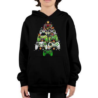 Video Game Controller Christmas Santa Hat Gamer Boys V8 Youth Hoodie - Thegiftio UK