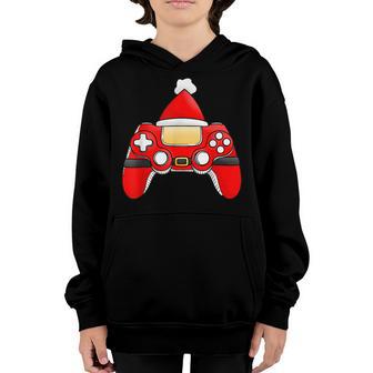 Video Game Controller Christmas Santa Hat Gamer Boys Xmas V2 Youth Hoodie - Thegiftio UK