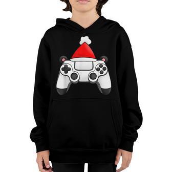 Video Game Controller Christmas Santa Hat Gamer Boys Xmas Youth Hoodie - Thegiftio UK