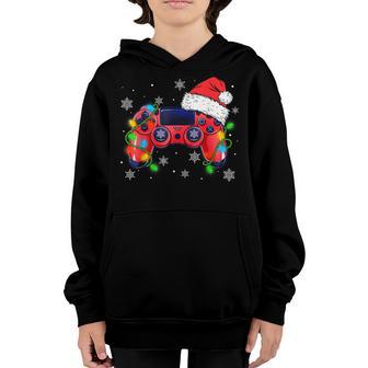Video Game Controller Christmas Santa Hat Gamer Boys Youth Hoodie - Thegiftio UK
