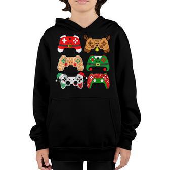Video Game Controller Christmas Santa Reindeer Gamer Squad Youth Hoodie - Thegiftio UK