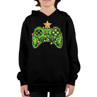 Video Game Controller Christmas Tree Lights Ornament Boys V2 Youth Hoodie - Thegiftio UK