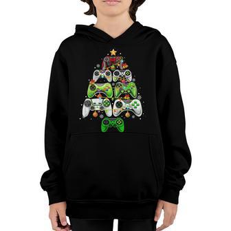 Video Game Controller Christmas Tree Santa Hat Gamer Boys Youth Hoodie - Thegiftio UK