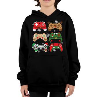 Video Game Controller Santa Elf Ugly Christmas Boys Gamers Youth Hoodie - Thegiftio UK