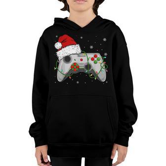 Video Game Controller Santa Hat Christmas Xmas Holiday Pjs Youth Hoodie - Thegiftio UK