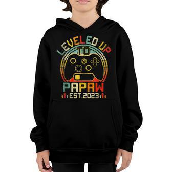 Video Game Level Up To Papaw 2023 New Dad Fathers Day Youth Hoodie - Thegiftio UK