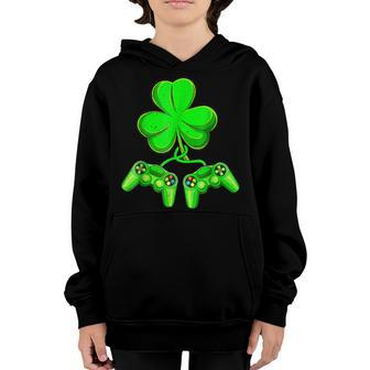Video Game Shamrock Game Controller Happy St Patricks Day Youth Hoodie - Seseable