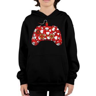 Video Gamer Controller Heart Valentines Day Boys Girls Gift V2 Youth Hoodie - Thegiftio UK