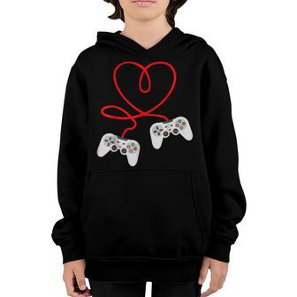 Video Gamer Valentines Day With Controllers Heart V3 Youth Hoodie - Thegiftio UK