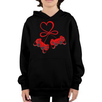 Video Gamer Valentines Day With Controllers Heart V4 Youth Hoodie - Thegiftio UK