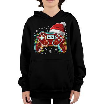Video Games Controller Funny Gamer Christmas Santa Hat Boys Youth Hoodie - Thegiftio UK