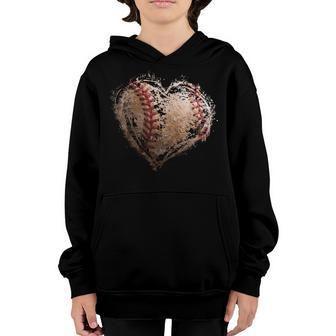 Vintage Baseball Heart Valentines Day Boys Girls Kids Gifts Youth Hoodie - Thegiftio UK