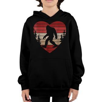 Vintage Bigfoot Heart Valentines Day Men Boys Love Sasquatch Youth Hoodie - Thegiftio UK
