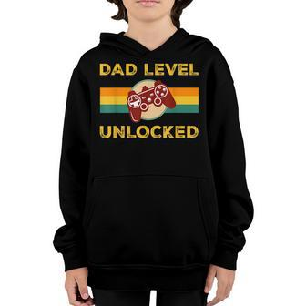 Vintage Dad Level Unlocked Gifts For Gamer Daddy Fathers Day Youth Hoodie | Mazezy