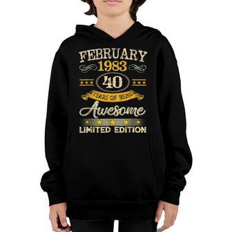Vintage February 1983 40 Years Old Boy 40Th Birthday Youth Hoodie - Thegiftio UK