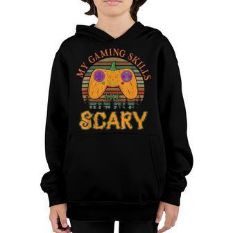 Vintage Halloween Gaming Skills Gamer Girls Boys Halloween Youth Hoodie - Thegiftio UK