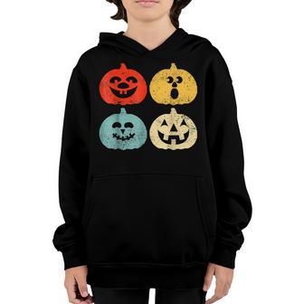 Vintage Halloween Pumpkin Women Men Kids Funny Retro Gift V2 Youth Hoodie - Thegiftio UK
