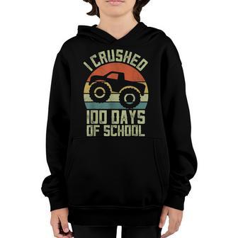 Vintage I Crushed 100 Days Of School Truck Kids Boys V2 Youth Hoodie - Thegiftio UK