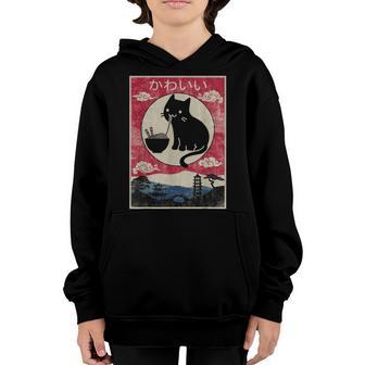 Vintage Kawaii Cat Anime Japanese Gift Girls Boys Nager V6 Youth Hoodie - Thegiftio UK