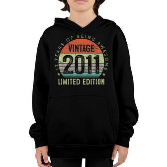Vintage Made In 2011 12 Year Old Retro 12Th Birthday Boy Youth Hoodie - Thegiftio UK