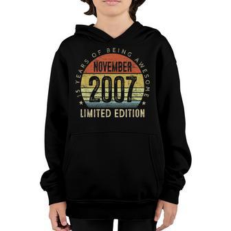 Vintage November 2007 15 Years Old Gifts 15Th Birthday Boy Youth Hoodie - Thegiftio UK