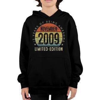 Vintage November 2009 13 Years Old Gifts 13Th Birthday Boy Youth Hoodie - Thegiftio UK
