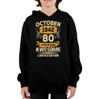Vintage October 1942 80 Years Old Boy 80Th Birthday Gifts Youth Hoodie - Thegiftio UK