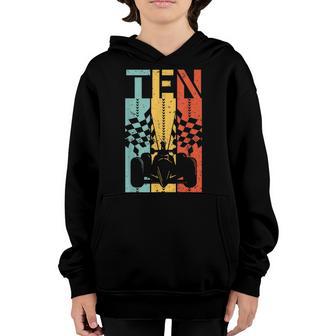Vintage Retro 10 Year Old Race Car Birthday Boy Racing Track Youth Hoodie - Thegiftio UK