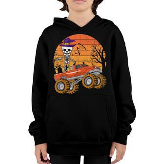 Vintage Skeleton Monster Truck Toddler Boys Halloween Kids Youth Hoodie - Thegiftio UK