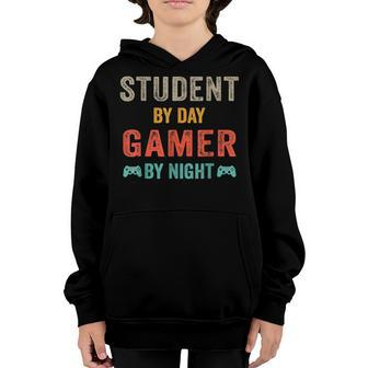 Vintage Student By Day Gamer By Night Meme For Gamers Retro Youth Hoodie - Seseable