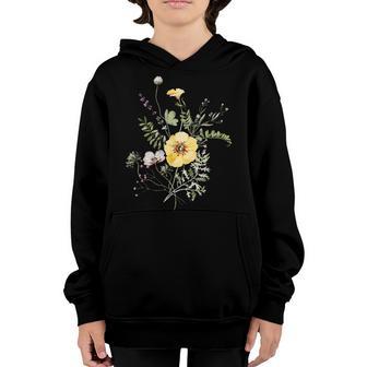 Vintage Style Wild Flowers Bouquet Botanical Women Girls Youth Hoodie - Thegiftio UK