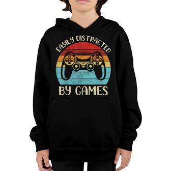 Vintage Video Game Lover Easily Distracted By Games Youth Hoodie - Thegiftio UK