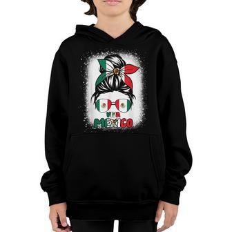 Viva Mexico Messy Bun Mexican Flag Pride Girls Women Youth Hoodie - Thegiftio UK