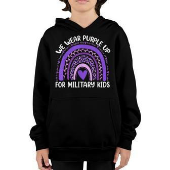 We Wear Purple Up For Military Kids Military Child Month Youth Hoodie | Mazezy