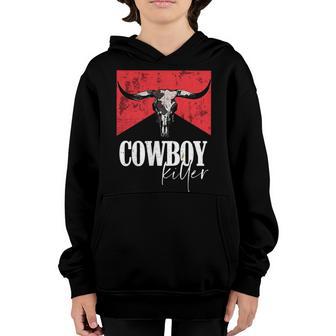 Western Cowgirl Vintage Punchy Cowboy Killers Bull Horn V2 Youth Hoodie - Thegiftio UK