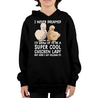 Womens Cool Chicken Women Girls Funny Chicken Farmer V2 Youth Hoodie - Thegiftio UK