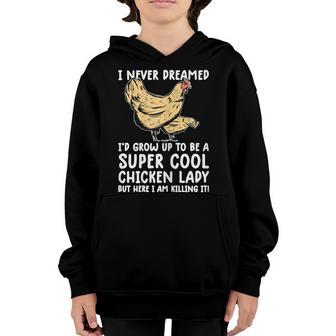 Womens Cool Chicken Women Girls Funny Chicken Farmer V4 Youth Hoodie - Thegiftio UK