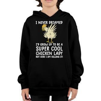 Womens Cool Chicken Women Girls Funny Chicken Farmer V5 Youth Hoodie - Thegiftio UK