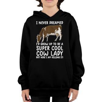 Womens Cool Cows For Women Girls Funny Cow Farmer Farm V3 Youth Hoodie - Thegiftio UK