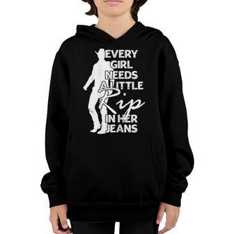 Womens Every Girl Needs A Little Rip In Her Jeans V4 Youth Hoodie - Thegiftio UK